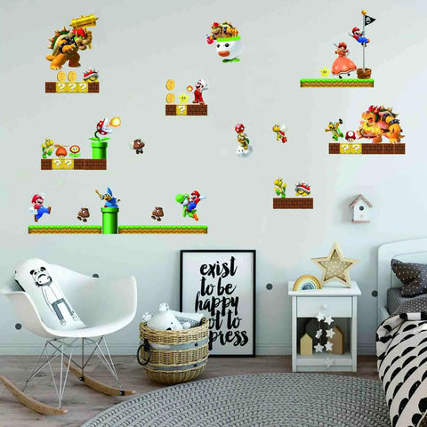 3D Video Game Wall Decals Build Scene Peel And Stick Wall Stickers For Kids Rooms featuring characters on nursery wall