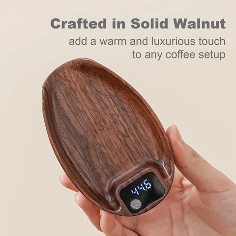 Espresso And Pour Over Coffee Scale With 0.1g Precision, Walnut Wood Rechargeable Kitchen Scale With Digital LED Display