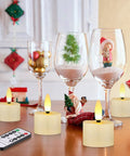 12 Pack Rechargeable Flameless Tea Lights With Remote Timer, 3D Wick, USB Charging Cables, Battery Operated LED Candles on table
