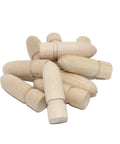 Premium Hardwood Table Alignment Pins 10 Pack Size One Point Two Five Inch furniture connectors stacked on white background.