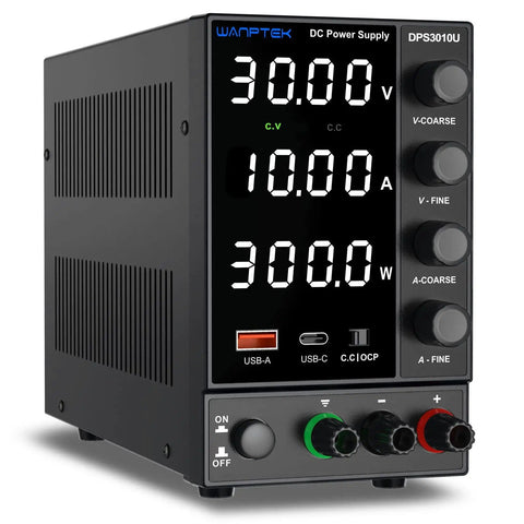 DC Variable Power Supply With Auto Voltage Detect 110V 220V Upgrade, Adjustable 0 to 30V 0 to 10A, benchtop unit