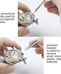 Watch Battery Replacement Toolkit With 9 Piece Essential Set Including Case Opener, Back Remover, Holder, Precision Screwdrivers