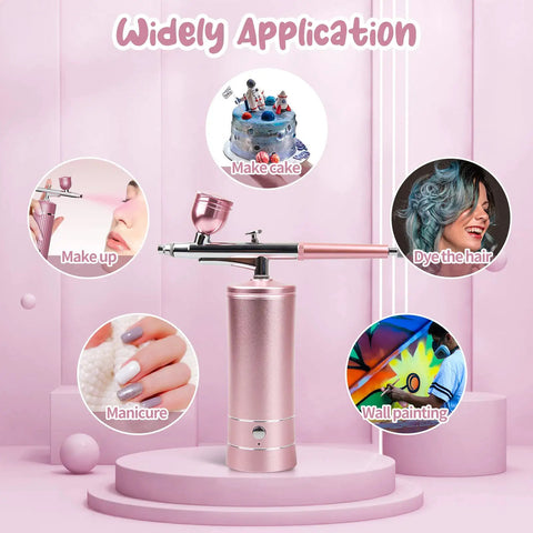 Rechargeable Cordless Airbrush Kit With Portable Wireless Air Brush Gun for cake decor, makeup, hair dyeing, manicure, wall painting