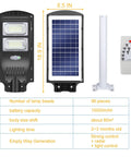 Ultra Bright Solar Street Lights Outdoor Security with Motion Sensor, Dusk to Dawn Waterproof Flood Lights 6500K 10000lm