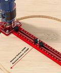 Pro Grade Router Milling Groove Bracket For Precision Woodworking Circle Cutting and Fast Engraving Quick Setup Jig mounted on wood.