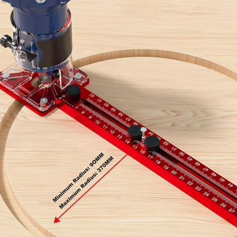 Pro Grade Router Milling Groove Bracket For Precision Woodworking Circle Cutting and Fast Engraving Quick Setup Jig mounted on wood.