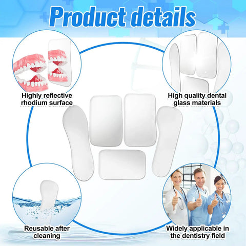 Five Piece Occlusal Photography Mouth Mirror Set With Rhodium Coated Intraoral Mirrors For Dentistry Pro Grade High Reflectivity Glass Reflector Kit For Easy Oral Inspection And Sharp Dental Imaging Intraoral Photography, 5-piece dental glass mirrors