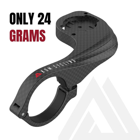 Carbon Finish Garmin Bike Mount For Edge 530 And 830 And Other Models, side view, 24 grams, real carbon look, sturdy polymer