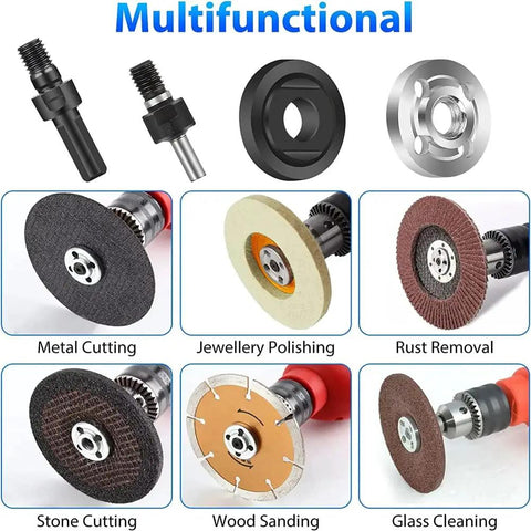 Drill To Angle Grinder Adapter Kit With 6mm And 10mm Arbors Flange Nut Set And 2 Spanner Wrenches Fits Most Electric Drills Conversion Shaft