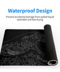 Japanese Sea Wave Large Mouse Pad Extended 31.5 By 11.8 Inches 3mm Thick Non Slip Rubber Base Desk Mat For Gaming And Office Wide Surface