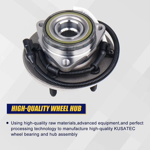 Front Wheel Bearing Hub Assembly 2 Pack For Ford F150 2000 To 2004 With ABS 5 Lug Bolts 14mm Studs Close-Up View