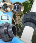 Two Pack One And One Half Inch Slip Union Coupling Adapters Schedule 80 with EPDM O Ring socket to socket grey, installed view