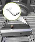 Side view of Replacement Heavy Duty 1/2-Inch 5th Wheel Pins And Clips For Base Rails And Gooseneck Hitches, installed, galvanized finish
