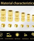 Front view of 108-piece brass compression tube fittings kit with 1/8–1/2 in OD union connectors and sleeves