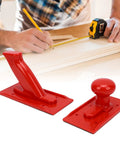 Heavy Duty Woodworking Push Blocks 2 Pack With Ergonomic Rounded And Angled Handles For Table Saw Router Table Planer ABS Plastic Construction For Safe Smooth Cuts, shown on a woodworker's table with measuring tools.