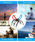 3 Claw Fish Gripper With No Slip Grip shown in various fishing settings, highlighting multifunctional use and durable ABS and metal build