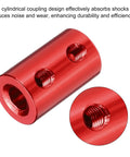Red aluminum Rigid Shaft Coupler 3mm to 6mm L20mm by D12mm for 3D printers and DIY projects, close-up of screw holes