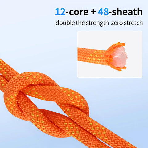 200 Feet 3/8 Inch Orange Arborist Climbing Rope Heavy Duty Nylon Utility Cord For Tree Rigging Plus Hardcore Grind Tough As Nails Abrasion Resistant Build