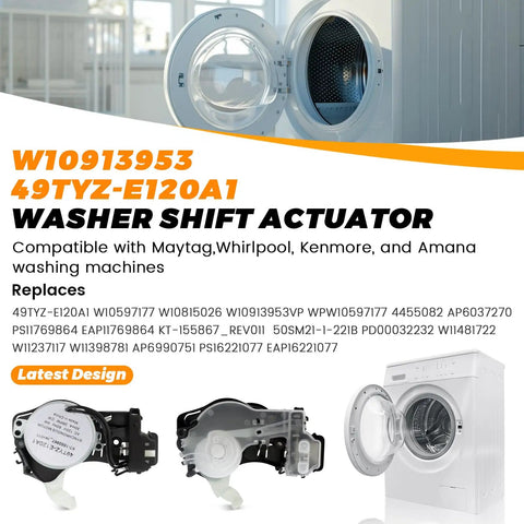 Upgraded 49tyz-e120a1 Washer Shift Actuator Replacement For Whirlpool Kenmore Washing Machines with compatible models listed