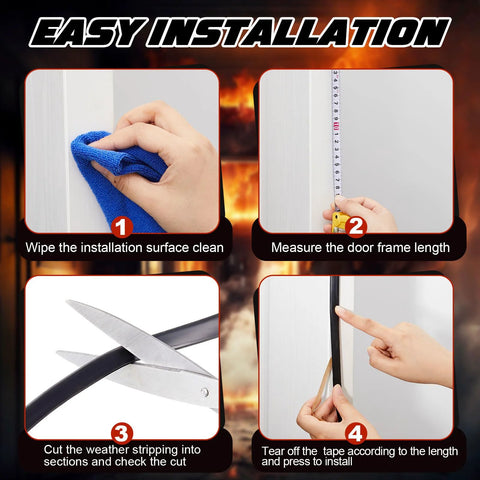 Innconee adhesive silicone door/window weather-stripping gasket, black, 0.5 in W x 0.25 in H x 20 ft; four-step install