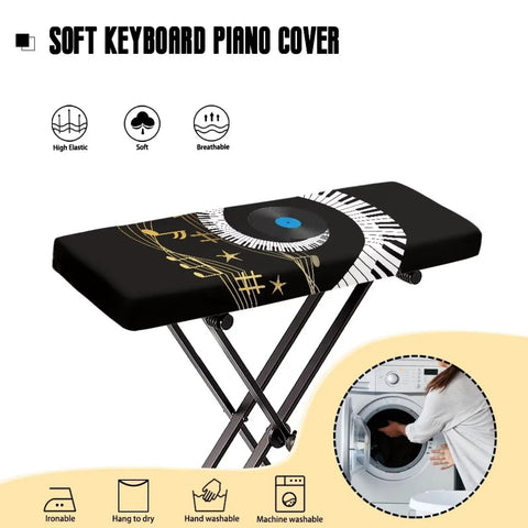 Music Note Design Keyboard Dust Cover For 61 To 76 Key Pianos Soft Cloth Full Coverage Keyboard Protector on stand