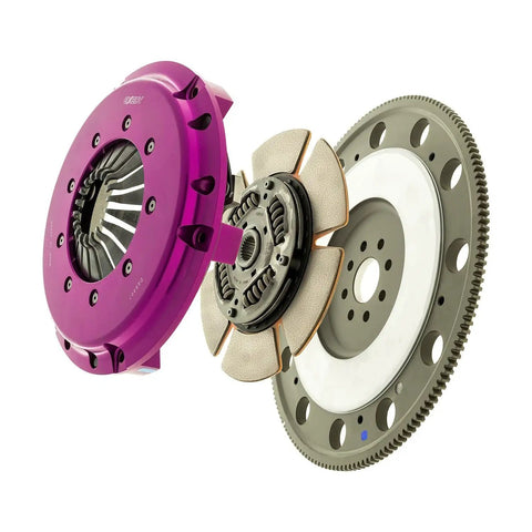 Heavy Duty Single Clutch And Flywheel Kit For 2011 2017 Ford Mustang 5.0L V8 showing purple pressure plate and metallic disc.
