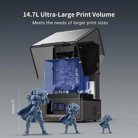 Resin 3D Printer With 13.6 Inch 7K Mono LCD Screen, large build volume, detailed miniatures display, front view