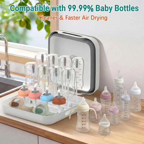 Collapsible Baby Bottle Wash Basin With Built In Drying Rack Two Point Four Gallon Foldable Dish Tub displayed on a kitchen countertop