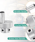 Aluminum Alloy Lathe Hand Wheel 30mm OD With 4mm Bore, Rotating Handle Milling Machine Hand Crank, Durable Aluminum Milling Accessory With Wrench And Two Screws For Secure Fixation, Silver Tone, featuring knurled design, movable handle, and screw holes.