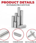 110 Piece Dowel Pins Shelf Support Peg Kit Stainless Steel Unthreaded Pins M5 stacked and detailed view