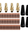 Flux Core MIG Welding Kit with gasless nozzles, 0.035 in contact tips, and diffusers, compatible with Lincoln Weld Pak.