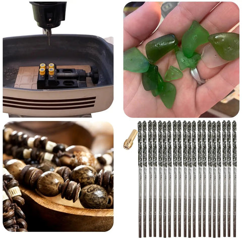 1mm Diamond Drill Bit Set With Collet 20Piece Pro Grade Glass Stone Seashells And Gemstones Drill Bits for jewelry making