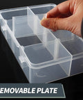 Hand adjusting divider in Eight Grid Plastic Storage Box With Detachable Dividers For Small Parts And Hardware Tools, Clear Durable Hard Case