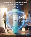 Portable Breast Milk Chiller With Two Bottles Insulated 22 Oz Cooler keeps pumped milk at 39°F for 24 hours in cozy room setting.