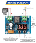 Wiring diagram showing the 12V To 36V DC Voltage Protection Module Pack Of 2 with components labeled for connection and use.