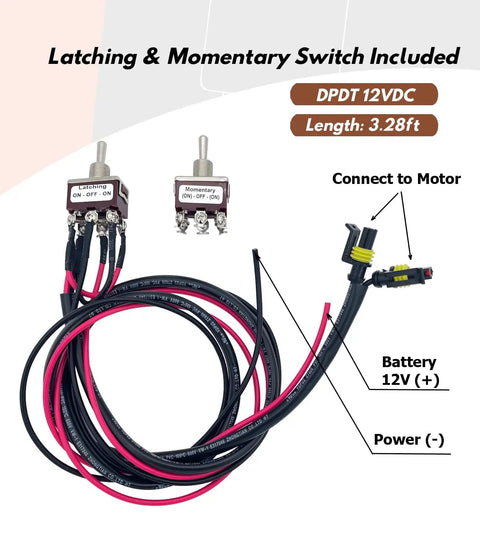 Three Eighths Inch D Shaft 12V DC Reversible Gear Motor Heavy Duty With Fifty RPM Includes Toggle Switch Wire Kits L Bracket Forward And Reverse Motor Replaces PN01007 38