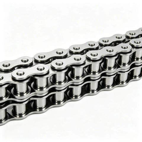Premium 08B Stainless Roller Chain With Single Strand Design, showing 12.7mm pitch and durable stainless steel construction.