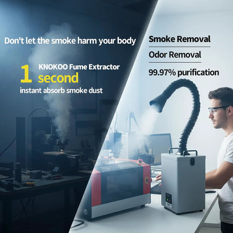 H13 HEPA Filter Fume Extractor for 3D Printers and Laser Engravers in workshop removing smoke, low noise purifier