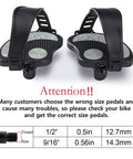 9/16-Inch Exercise Bike Pedals With Straps Replacement Parts, black pedals with adjustable straps, boron steel construction.