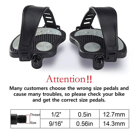 9/16-Inch Exercise Bike Pedals With Straps Replacement Parts, black pedals with adjustable straps, boron steel construction.