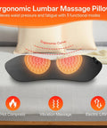 Sudahia 3in1 Electric Back Massager With Heat Vibration And Traction Lumbar Support Pillow For Bed And Chair Triple Fusion Cushion Dark Gray ergonomic massage pillow on a couch.