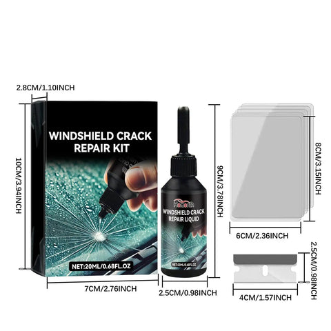 Windshield Crack Repair Kit Liquid 40ml Quick Fix For Chips And Cracks, Car Glass Repair Fluid Sealant Easy To Apply, Stops Crack Spread Fast, Bulls-Eye Formula For Durable Long-Lasting Glass Restoration
