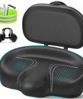 Oversized Noseless Bike Seat With Backrest 13 By 9 Inch Ultra Wide Saddle For Ebikes Tricycles And Stationary Bike Cushions, black foam