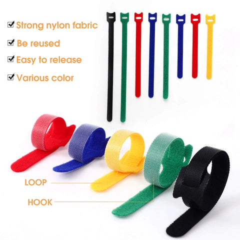 80 Pcs Reusable Cable Ties Set With 6 8 10 Inch Adjustable Wire Ties Hook And Loop Straps Multicolor Pack In Five Colors