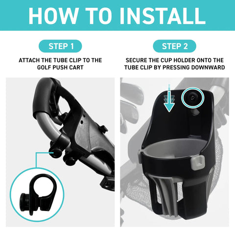 Installation steps for Golf Push Cart Cup Holder That Fits Clicgear Sun Mountain Bag Boy And More Large Size
