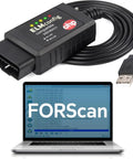 Elm327 Based OBD2 USB Diagnostic Tool With MS-Can HS-Can Switch For Ford Lincoln Mazda Mercury Vehicles and laptop running FORScan