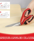 Go To Workhorse Heavy Duty Scissors Set 2 Piece Multipurpose Shop Shears 8 Inch And 10 Inch Non Slip TPR Grips Ergonomic Handles Durable Steel For Fabric Cardboard Duct Tape And More, angled blade cutting cardboard