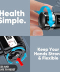 Grip Strength Trainer Set Two Pack With Adjustable Resistance 10 To 130 Lbs Hand Gripper showing resistance dial and reset switch