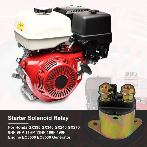 Starter Solenoid Relay For Predator 420cc Engine And Honda GX Series GX390 GX340 GX240 GX270 8HP 9HP 11HP 13HP Generators And 188F 190F Motors Replacement Electrical Component For Easy Starts.