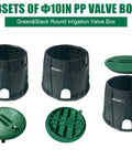 Three Pack 10 Inch Sprinkler Valve Boxes Made From Durable PP Round Irrigation Box For Garden Yard Lawn Grassland Ground Farm Tough As Nails Underground Splice Box With Green Cover Weatherproof And Sun Resistant Easy Install